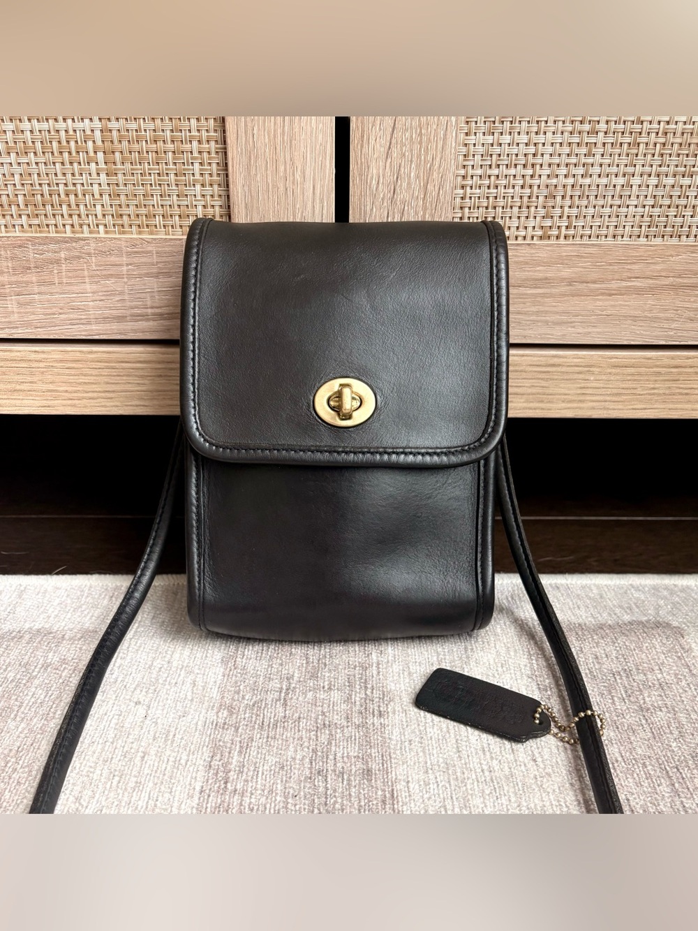 COACH Vintage Scooter Black Leather Crossbody Shoulder Bag Handbag Purse 9893